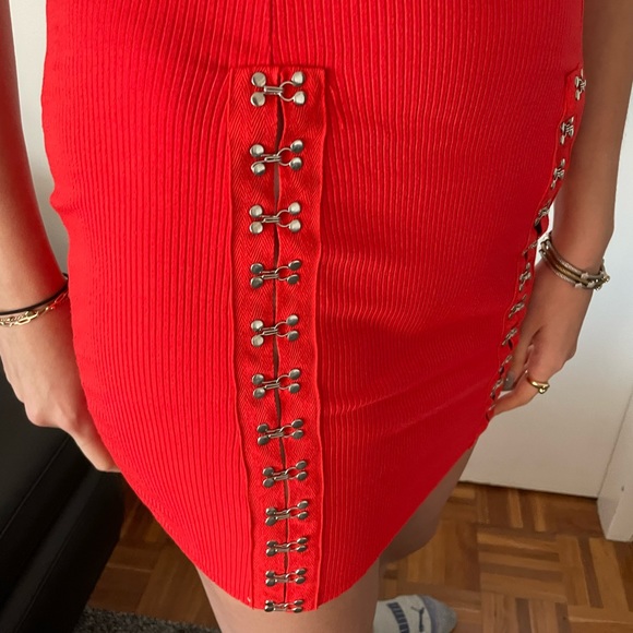 Better be red stretchy strapless dress with silver detail - Picture 3 of 5
